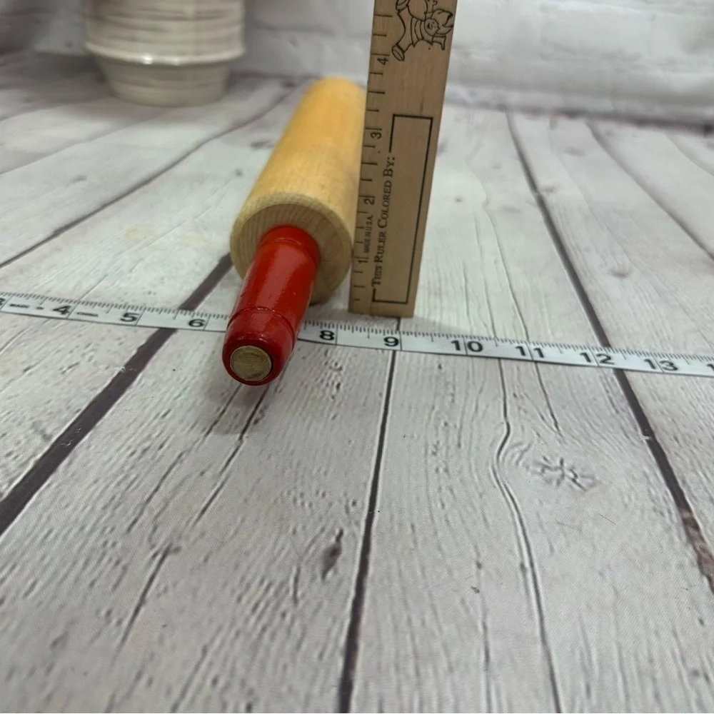 vintage Classic Red and Wood Rolling Pin cottagecore countryside homestead
